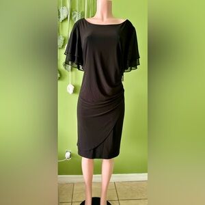 Jessica Howard Black Asymmetrical Ruffled Sheath Dress